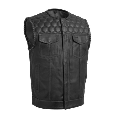 Men's Perforated Club Style Leather Motorcycle Vest- "Hornet"