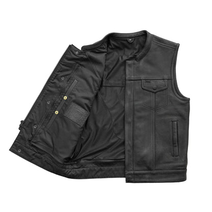 Men's Club Style Leather Motorcycle Vest- Hotshot