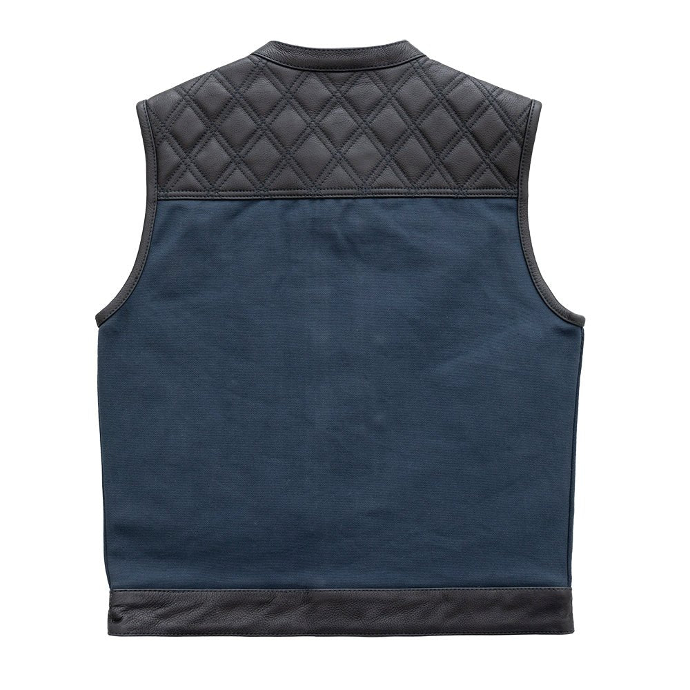 Hunt Club Motorcycle Leather blue Canvas Vest