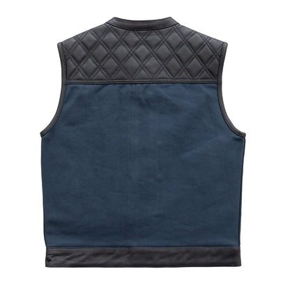 Hunt Club Motorcycle Leather blue Canvas Vest