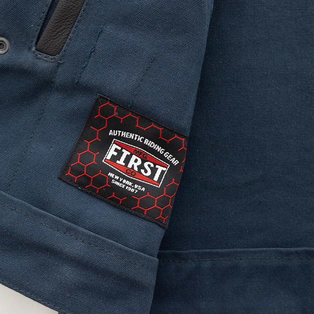 Hunt Club Motorcycle Leather blue Canvas Vest