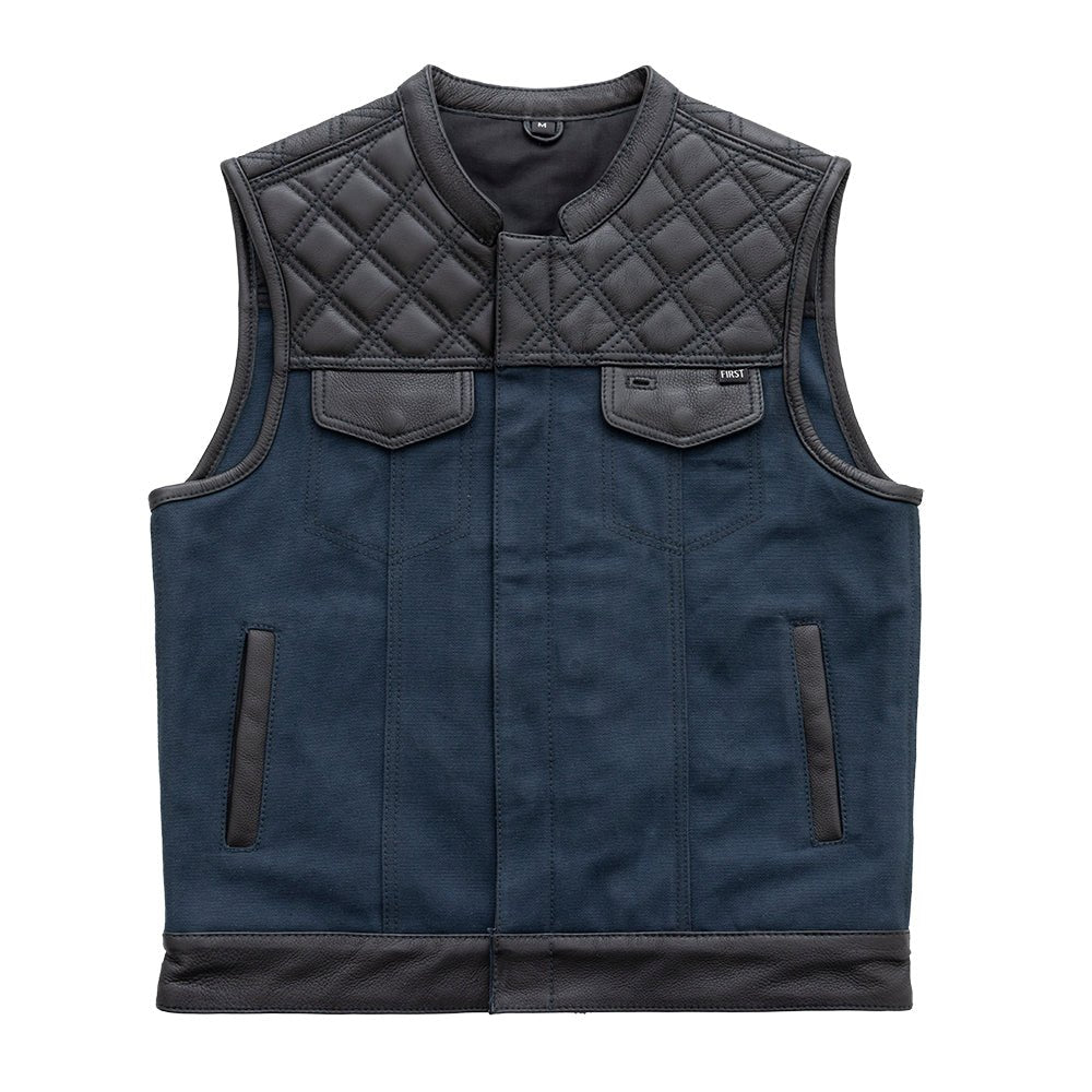 Hunt Club Motorcycle Leather blue Canvas Vest