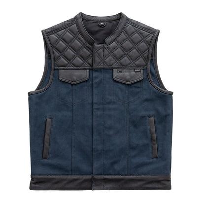 Hunt Club Motorcycle Leather blue Canvas Vest
