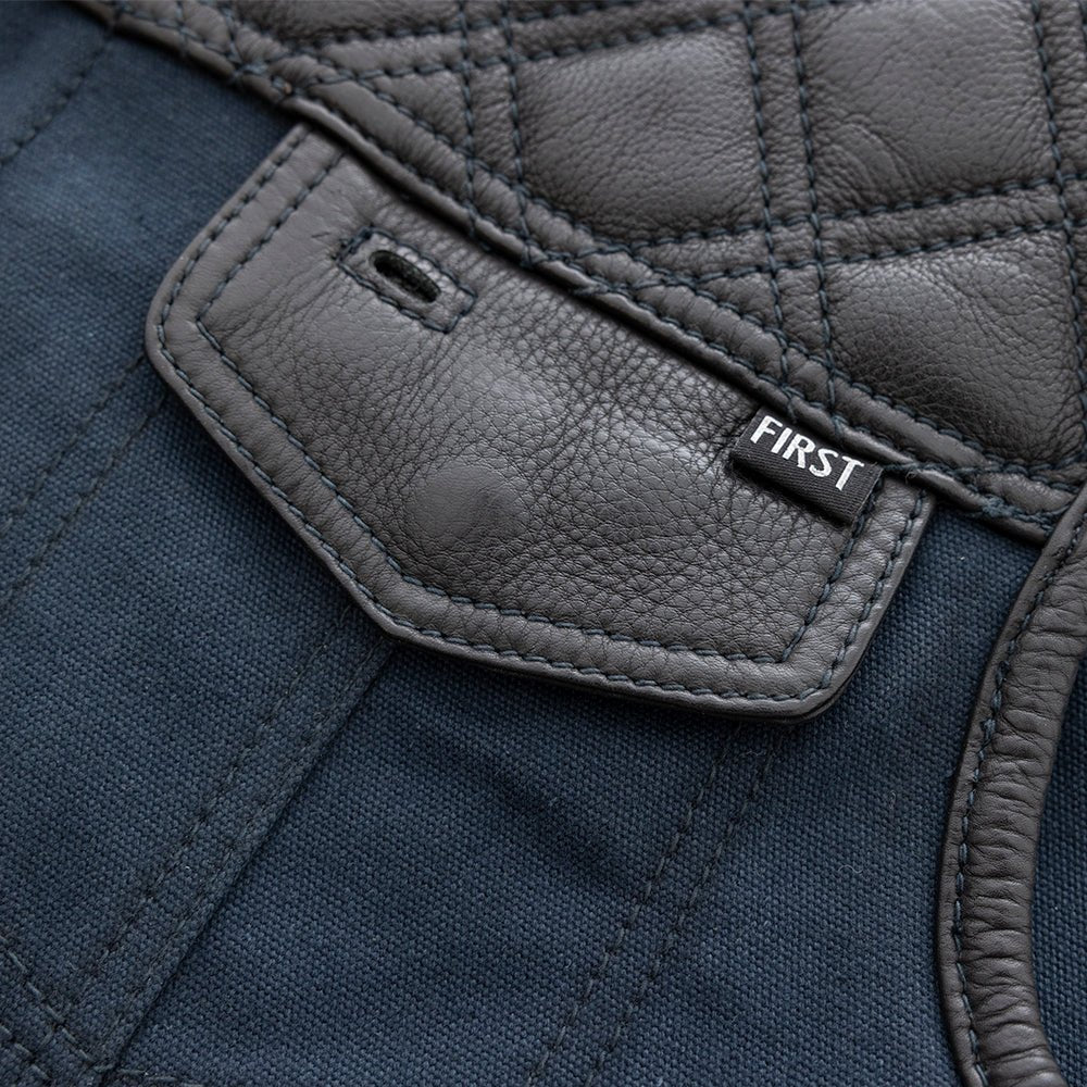 Hunt Club Motorcycle Leather blue Canvas Vest