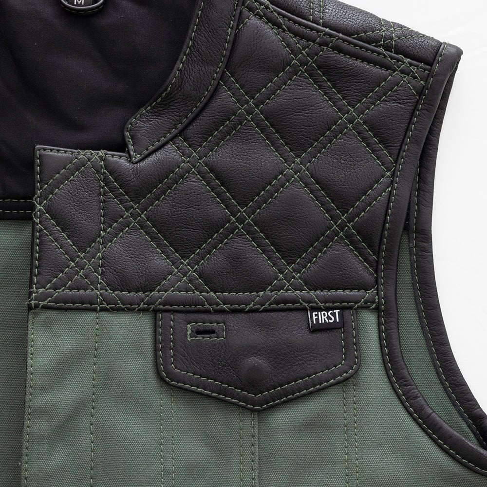 Hunt Club Motorcycle Leather green Canvas Vest