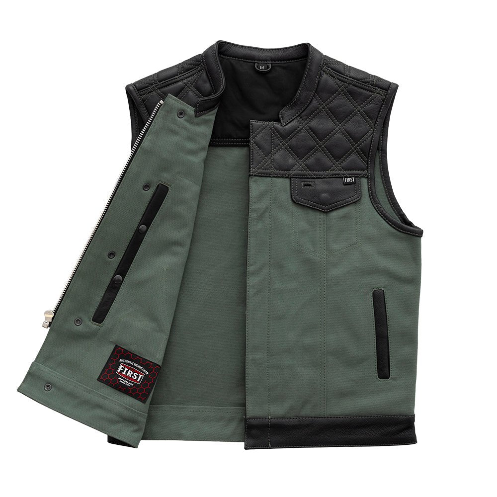 Hunt Club Motorcycle Leather green Canvas Vest