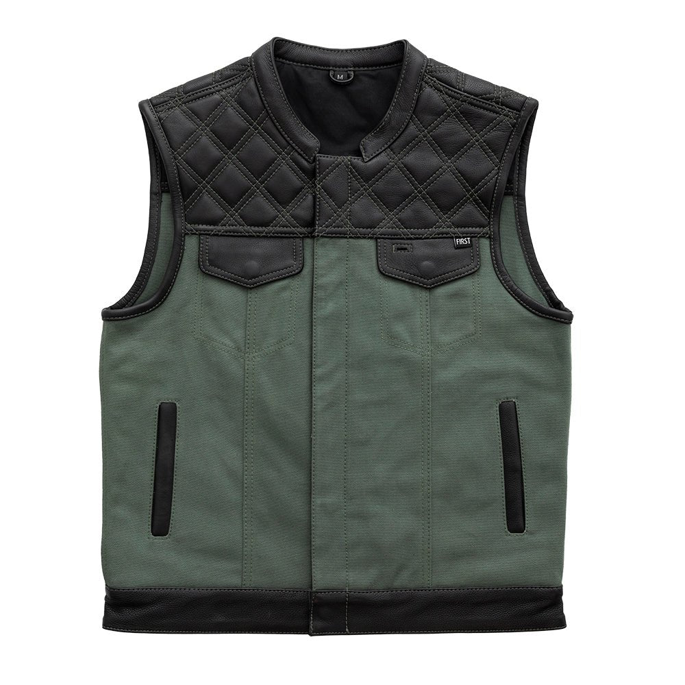 Hunt Club Motorcycle Leather green Canvas Vest