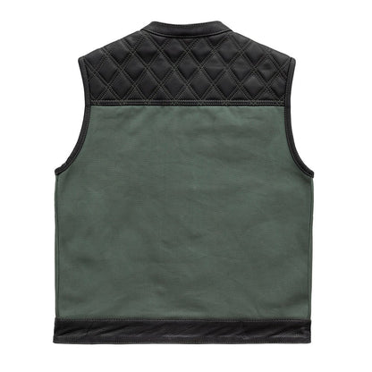 Hunt Club Motorcycle Leather green Canvas Vest