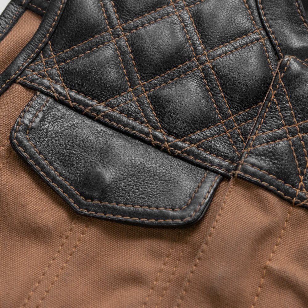 Hunt Club Motorcycle Leather brown canvas Vest