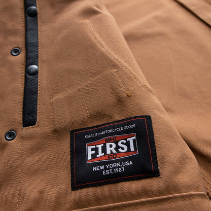Hunt Club Motorcycle Leather brown canvas Vest