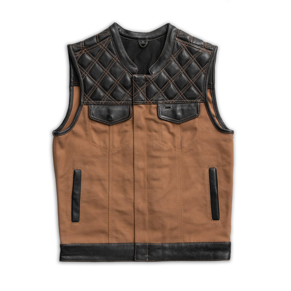 Hunt Club Motorcycle Leather brown canvas Vest