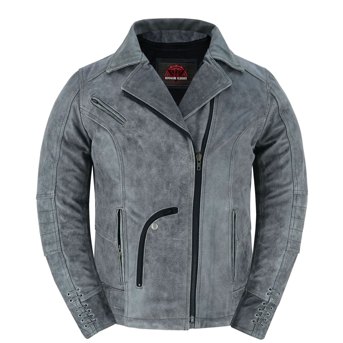 Women's Leather Riding Jacket "Must Ride" - Gray