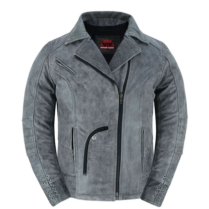 Women's Leather Riding Jacket "Must Ride" - Gray