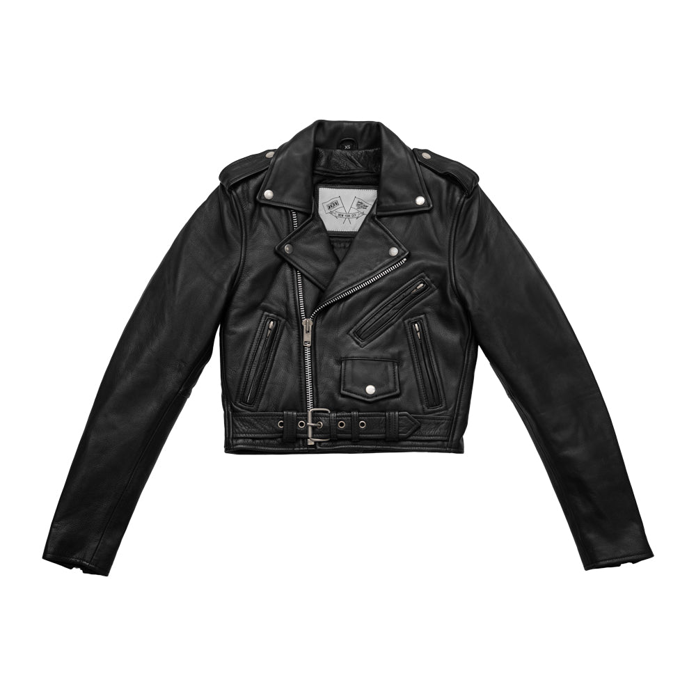 Women's cropped Leather Motorcycle Riding Jacket- "Imogen"