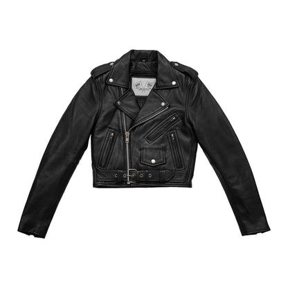 Women's cropped Leather Motorcycle Riding Jacket- "Imogen"