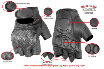 Men's Leather Fingerless Gloves "ForceGuard"