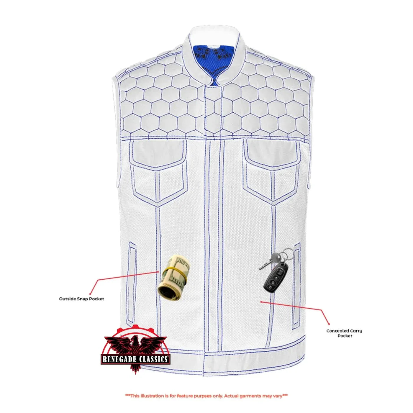 Men's Club Style Black Mesh Textile Vest "Cold Burn"