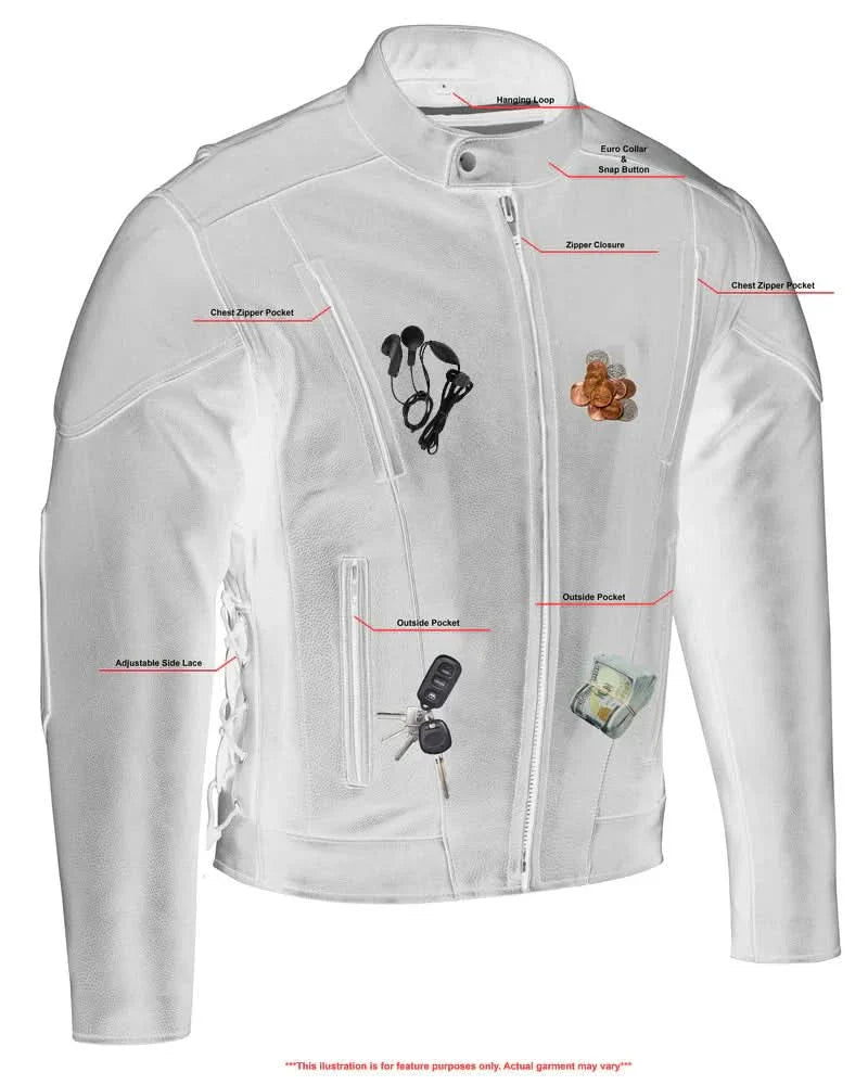 Men's Premium Vented Motorcycle Riding Jacket – Side Laces