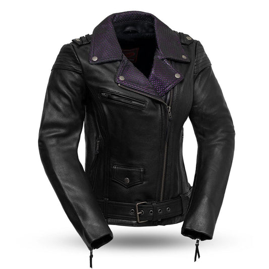 Women's Motorcycle Leather Riding Jacket- "Iris"
