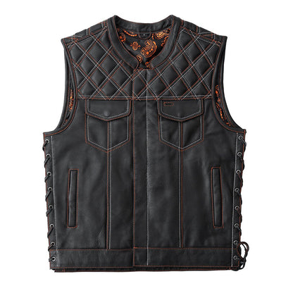 Men's Club Style Leather Motorcycle Vest- Jack