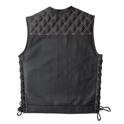 Men's Club Style Leather Motorcycle Vest- Jack