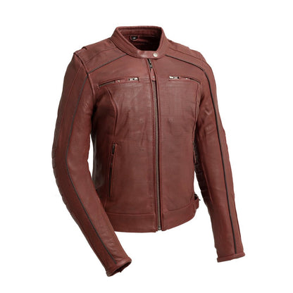 Women's Perforated Leather Motorcycle Riding Jacket- "Jada"
