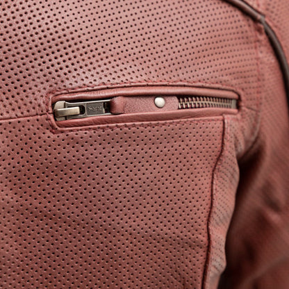 Women's Perforated Leather Motorcycle Riding Jacket- "Jada"