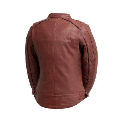 Women's Perforated Leather Motorcycle Riding Jacket- "Jada"