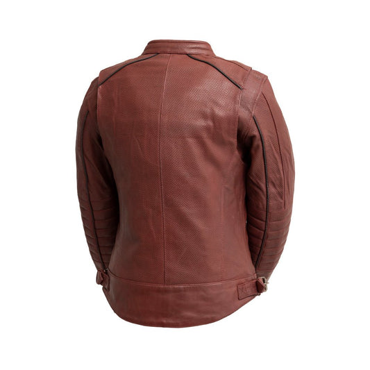 Women's Perforated Leather Motorcycle Riding Jacket- "Jada"