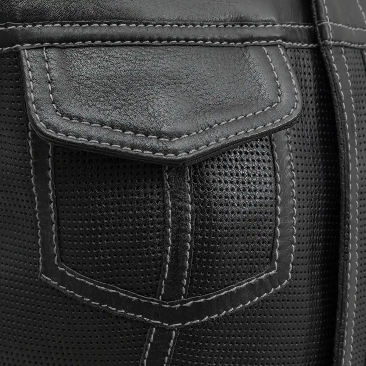 Women's Motorcycle Club Style Perforated Leather Vest, Red or Grey thread- "Jess"