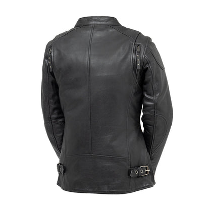 Jewel - Women's Motorcycle Style Leather Jacket