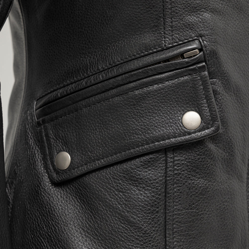 Jewel - Women's Motorcycle Style Leather Jacket
