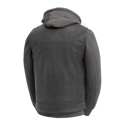Men's Motorcycle Leather Vest and Hoodie "Kent"