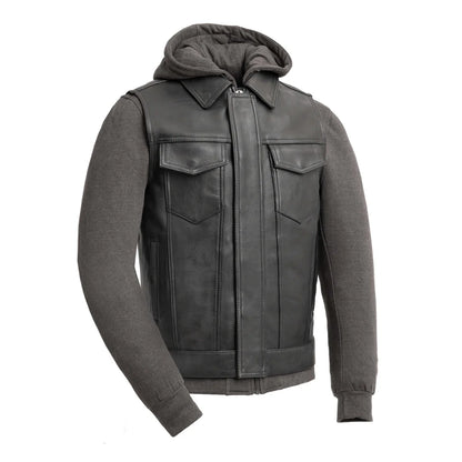 Men's Motorcycle Leather Vest and Hoodie "Kent"