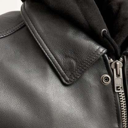 Men's Motorcycle Leather Vest and Hoodie "Kent"
