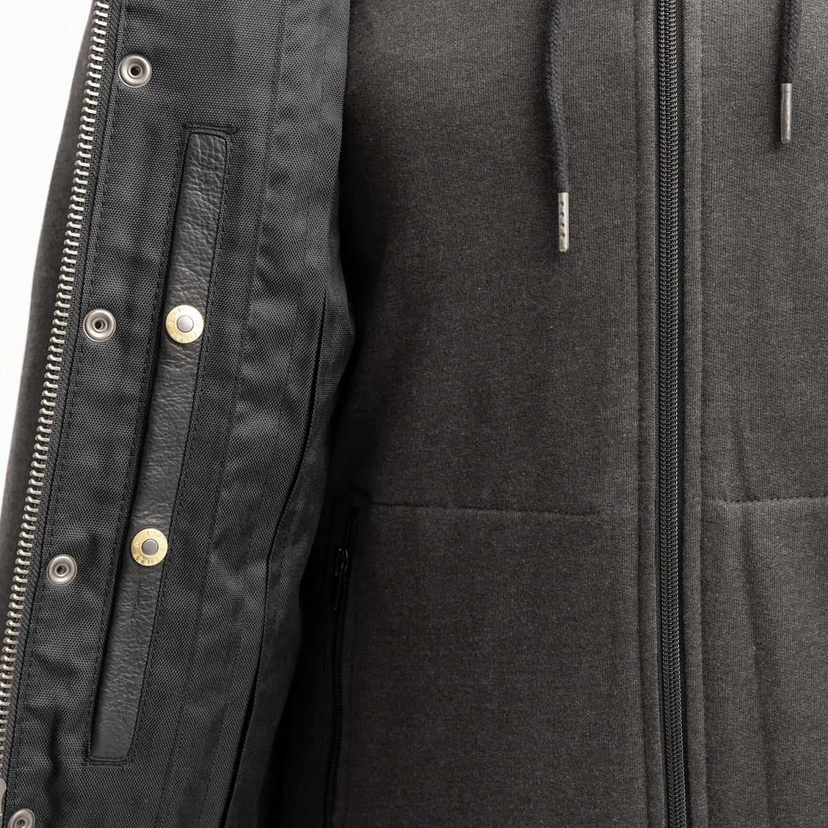 Men's Motorcycle Leather Vest and Hoodie "Kent"