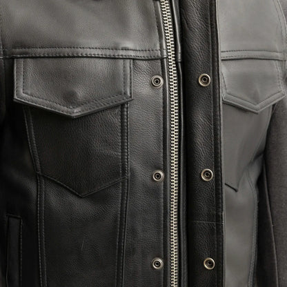 Men's Motorcycle Leather Vest and Hoodie "Kent"