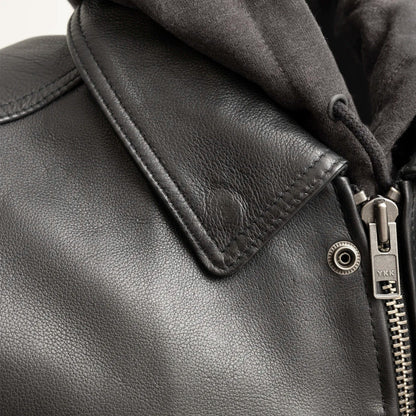 Men's Motorcycle Leather Vest and Hoodie "Kent"