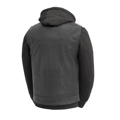Men's Motorcycle Leather Vest and Hoodie "Kent"