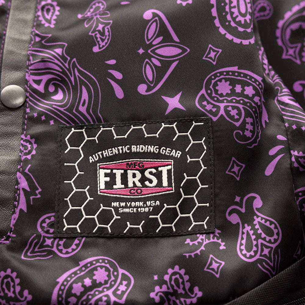 Women’s Motorcycle Club Style Purple Leather Vest - "Keystone"