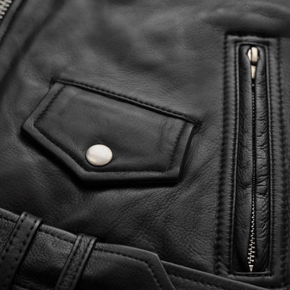 Women's Classic Leather Motorcycle Riding Jacket with fringe- "Lesley"