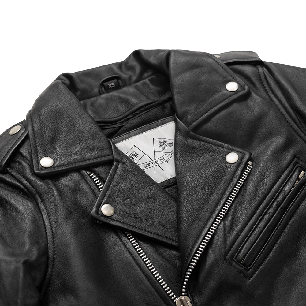 Women's Classic Leather Motorcycle Riding Jacket with fringe- "Lesley"