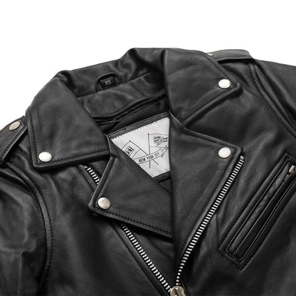 Women's Classic Leather Motorcycle Riding Jacket with fringe- "Lesley"