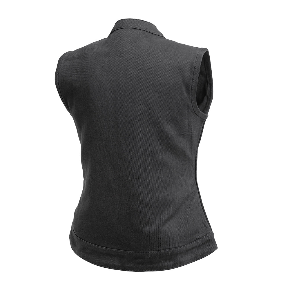 Women's Twill Motorcycle Club Style Vest- "Lexy"