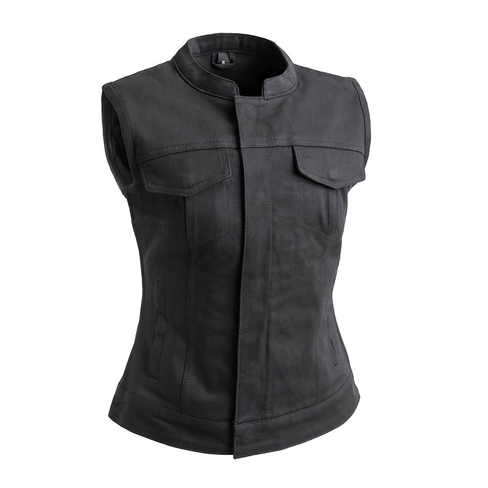 Women's Twill Motorcycle Club Style Vest- "Lexy"