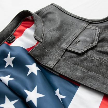 Women's "Liberty" Club Style Motorcycle Leather Vest - Limited Edition