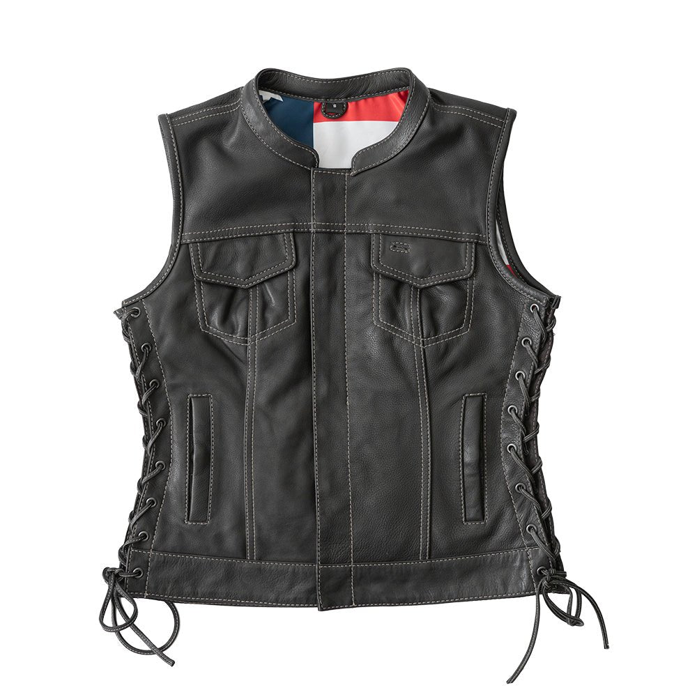 Women's "Liberty" Club Style Motorcycle Leather Vest - Limited Edition
