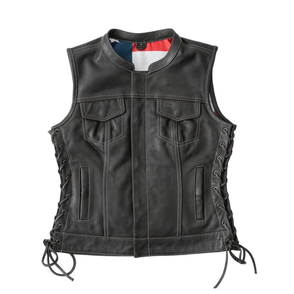 Women's "Liberty" Club Style Motorcycle Leather Vest - Limited Edition