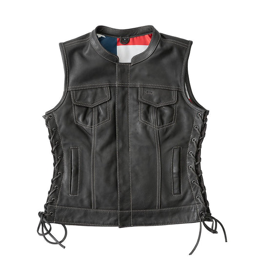 Women's "Liberty" Club Style Motorcycle Leather Vest - Limited Edition