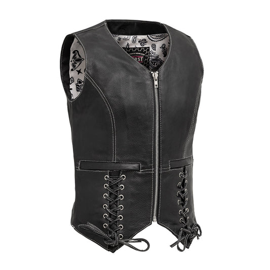 Women's "Love Lace" Motorcycle Leather Vest